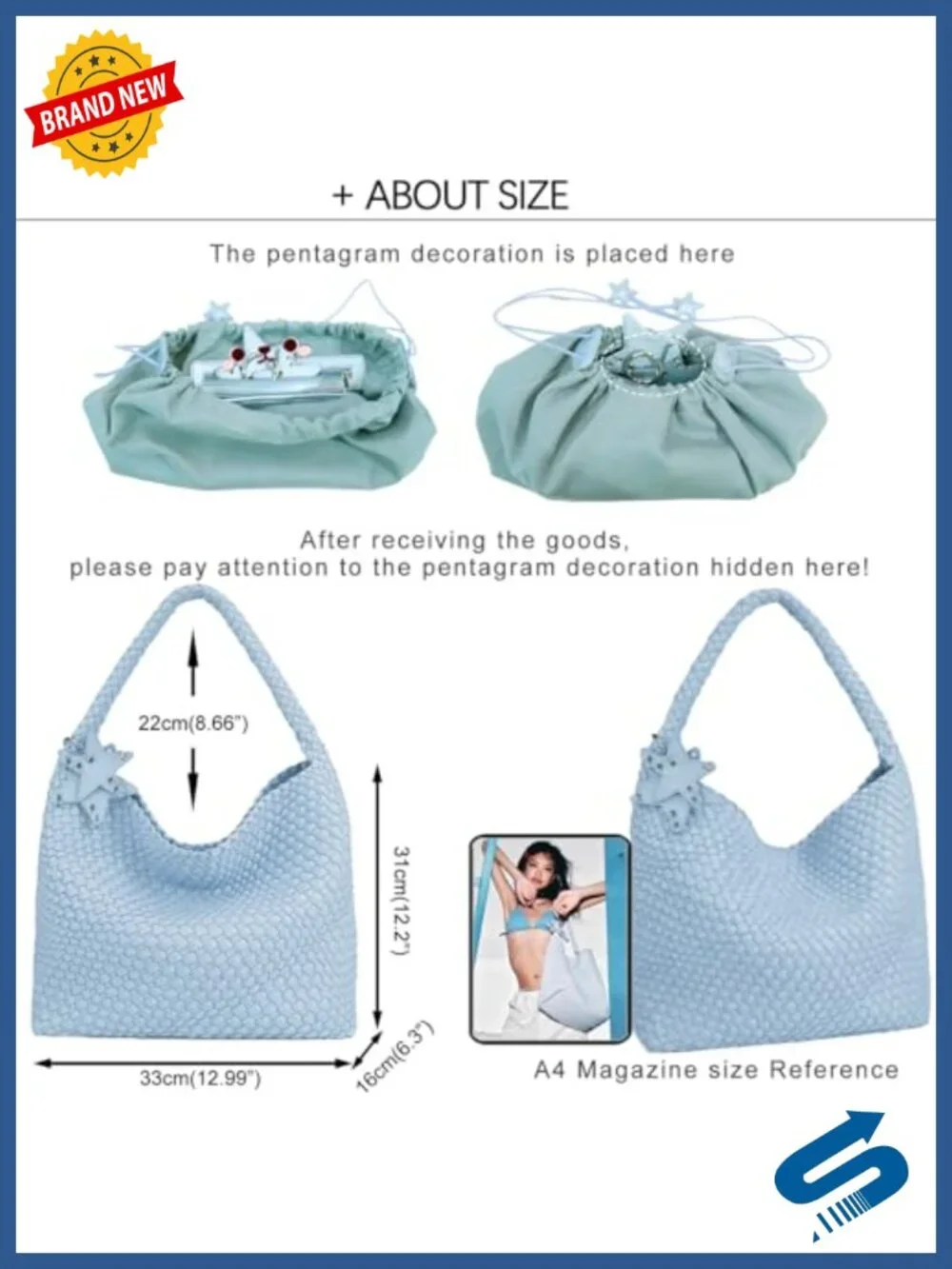 Woven Tote Bag for Women Handwoven Hobo Shoulder Bag